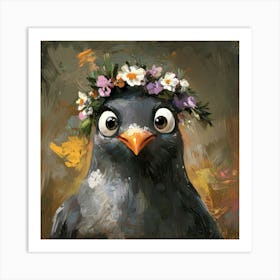 Bird With Flower Crown 5 Poster