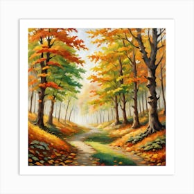 Forest In Autumn In Minimalist Style Square Composition 259 Art Print