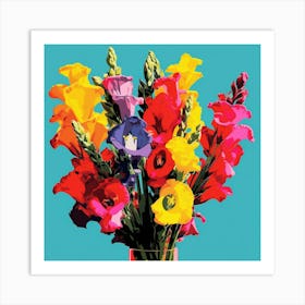 Andy Warhol Style Pop Art Flowers Snapdragon 1 Square Art Print
