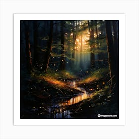 Fireflies In The Forest 2 Art Print