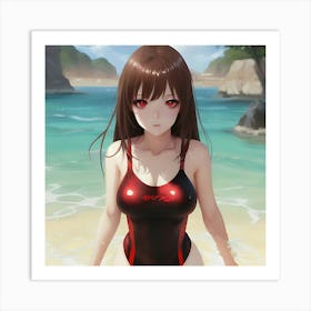 Anime Girl In Swimsuit 1 Art Print