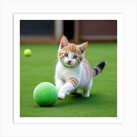 Gatito Jugando Con Una Pelota Art Print