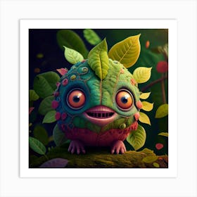 Firefly Photorealistic, Hyper Detailed, Funny, Creature, Leaves, Colorful, Whimsical, Vibrant, Natur (2) Art Print