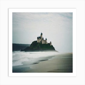 Castle over the ocean on beach Art Print