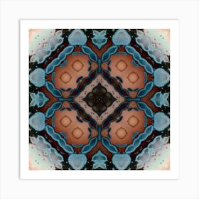 Abstract Fractal Blue Stained Glass 2 Art Print