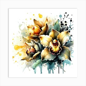 Watercolor Of Orchids 1 Art Print