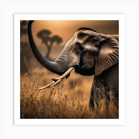 Elephant In The Grass Art Print