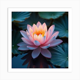 A Dreamy Lotus With Petals Of Glowing, Iridescent Colors Floating In A Celestial Garden Art Print