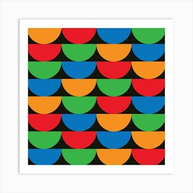 Mid Century Abstract Minimal Half Circles Art Print