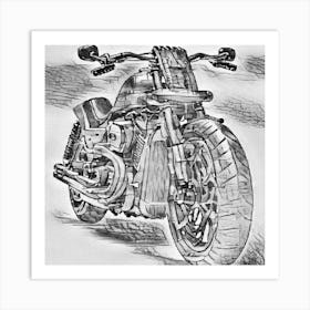 Sketch Of A Motorcycle By Person Art Print