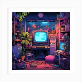 Video Game Art - Computer Room Art Print