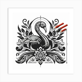 Swan Tattoo Design Art Print