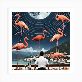 Flamingos In The Sky Art Print