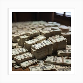 Money Pile On Table Art Print