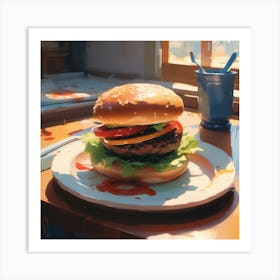 Hamburger On A Plate 71 Art Print