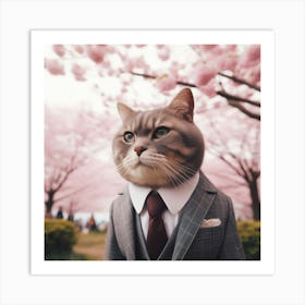 Cat In A Suit 2 Art Print