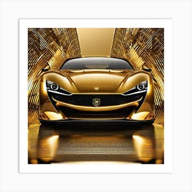 Golden Sports Car 11 Art Print