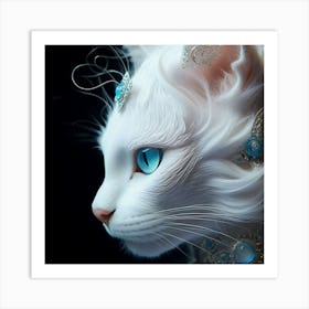 White Cat With Blue Eyes 1 Art Print