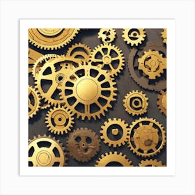 Gold Gears Background 6 Art Print