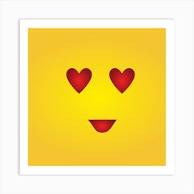 Emoji Face With Hearts Art Print