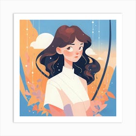 Girl With Long Hair 4 Art Print