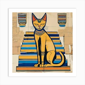Painting of a Pharaonic cat wall art 1 Art Print