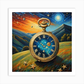 Cosmic Continuum: Time’s Infinite Voyage in Surreal Hues. Fine wall art Art Print