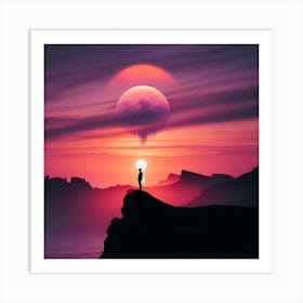 Man Standing On Cliff Art Print