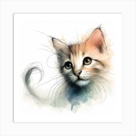 Watercolor Kitten 1 Art Print