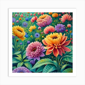 into the garden : Dahlias Art Print