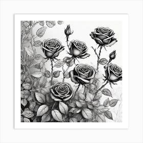 Roses In Black And White Art Print