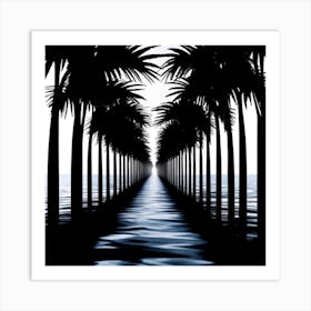 Black Palm Trees Create The Illusion Of A Tunnel Art Print
