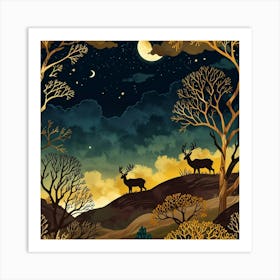 Leonardo Anime Xl A Natural Nighttime Scene With Golden And Br 3 Art Print