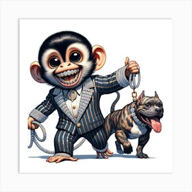 Monkey And Dog 4 Art Print