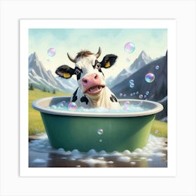 Cow In A Tub 4 Art Print