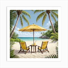 Two Chairs On The Beach 5 Art Print