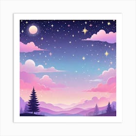 Sky With Twinkling Stars In Pastel Colors Square Composition 176 Art Print