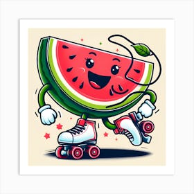 Watermelon Skateboarder Art Print