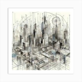 Cityscape Abstract Painting 3 Art Print