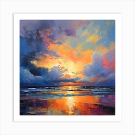 Abstract Colorful Beach Sunset Art Print