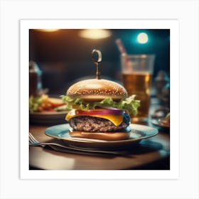 Burger On A Plate 75 Art Print