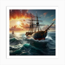 Ship In The Sea Art Print