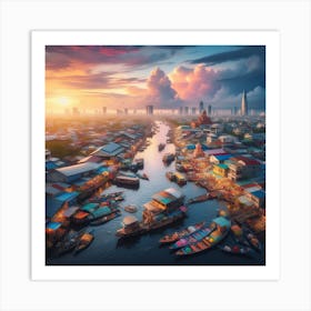 Sunset In Bangkok Art Print