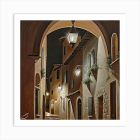 Alleyway At Night Art Print