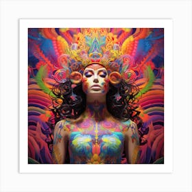 Psychedelic Woman. Psychedelic Sexy Body Art Print