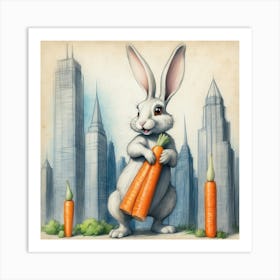 Rabbit With Carrots 27 Art Print