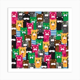 Cat Funny Colorful Pattern Art Print