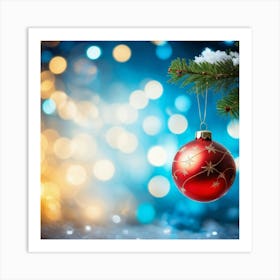 Christmas Tree Ball Background Holiday Merry Celebration Pine Ornament Glow Happy Design (12) Art Print