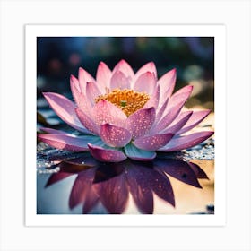 Pointillist on metal "Flower of Lotus" 5 Art Print