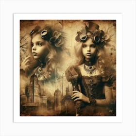Steampunk Girl With Goggles Art Print